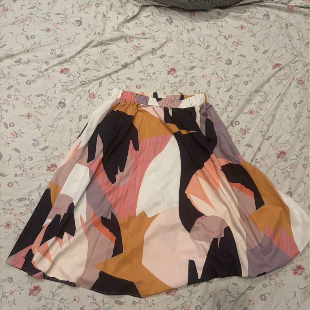 SHEIN Multicolor Abstract A-Line Skirt